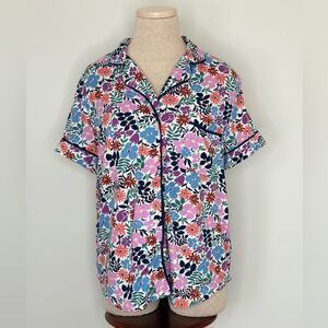 Kate Spade New York Black Label Spring Floral Pajama Top Button Down Size Medium